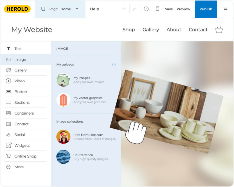 Website Builder mit Drag and Drop funktion